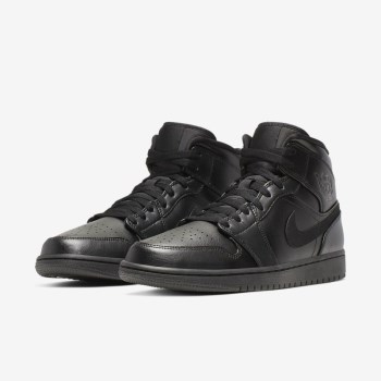 Nike Air Jordan 1 Mid - Férfi Jordan Cipő - Fekete/Fekete/Fekete